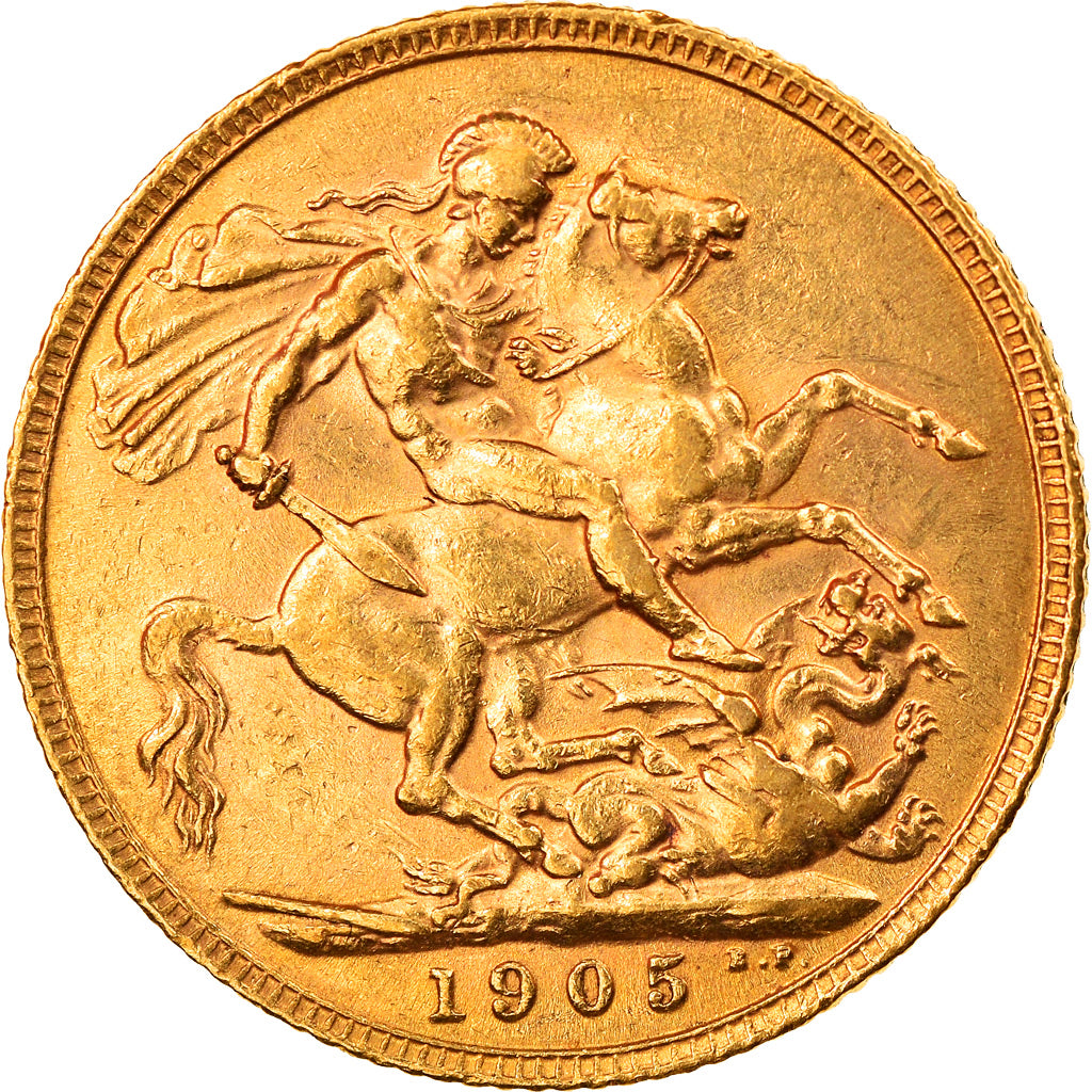 Moneta, Gran Bretagna, Edward VII, Sovereign, 1905, BB+, Oro, KM:805