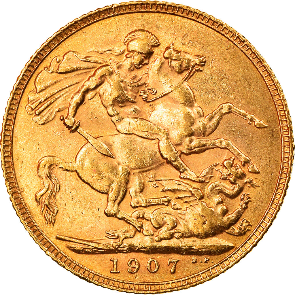Coin, Great Britain, Edward VII, Sovereign, 1907, AU(50-53), Gold, KM:805