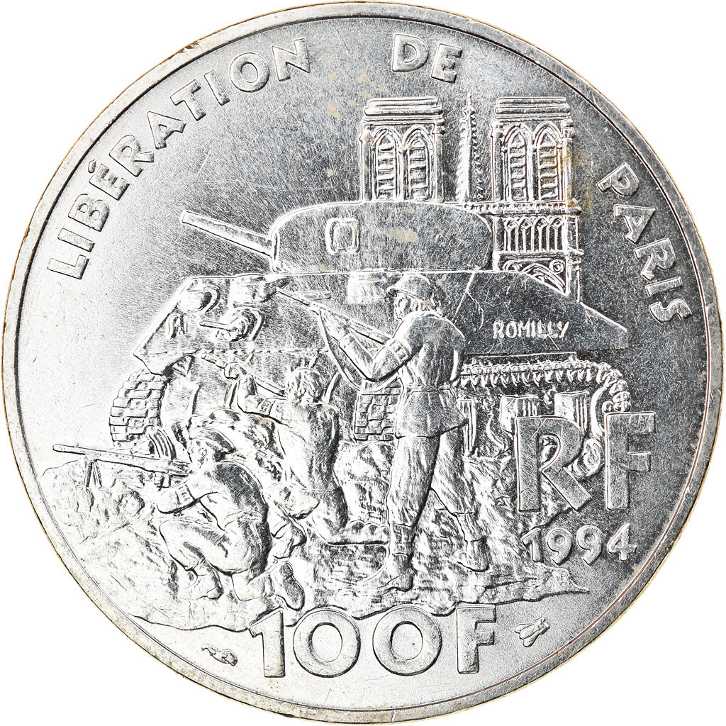 Coin, France, Libération de Paris, 100 Francs, 1994, Paris, AU(55-58), Silver