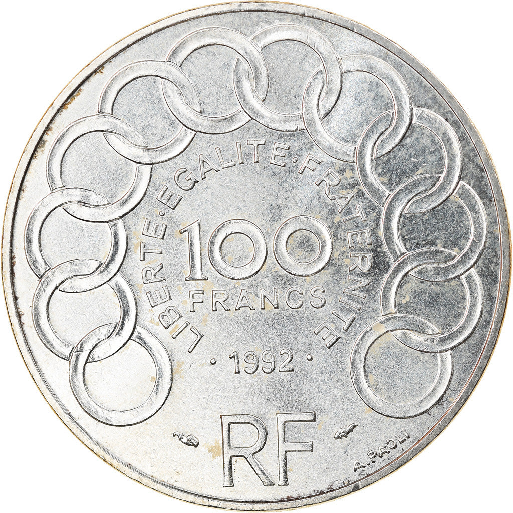Coin, France, Jean Monnet, 100 Francs, 1992, Paris, AU(55-58), Silver, KM:1120