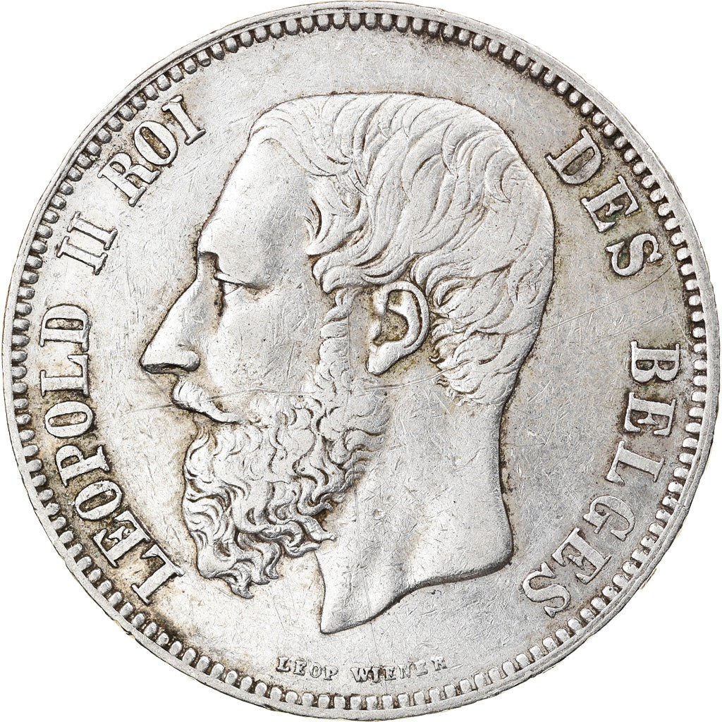 Moneta, Belgio, Leopold II, 5 Francs, 5 Frank, 1867, MB+, Argento, KM:24