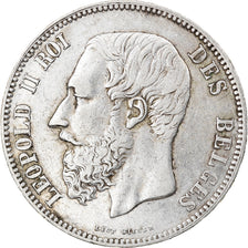 Moneta, Belgio, Leopold II, 5 Francs, 5 Frank, 1867, MB+, Argento, KM:24