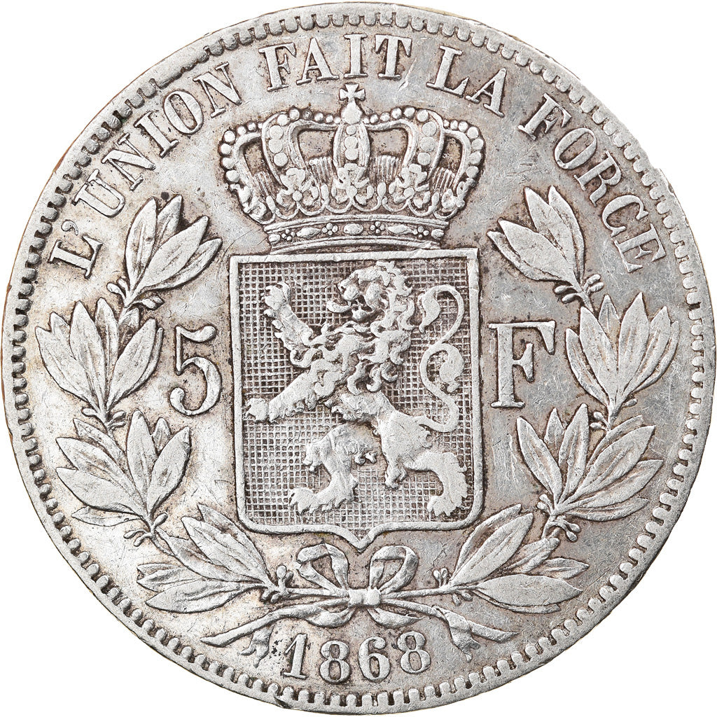 Coin, Belgium, Leopold II, 5 Francs, 5 Frank, 1868, VF(30-35), Silver, KM:24