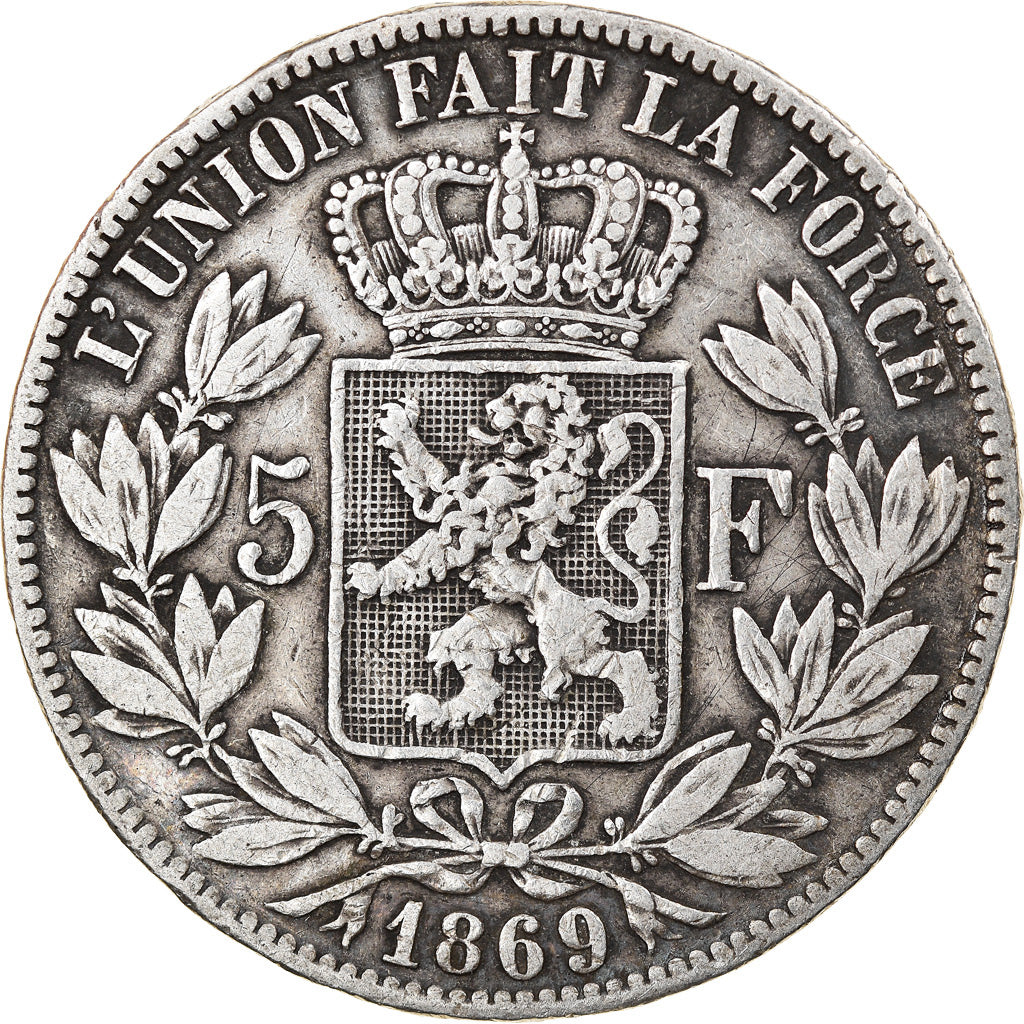 Monnaie, Belgique, Leopold II, 5 Francs, 5 Frank, 1869, TB+, Argent, KM:24