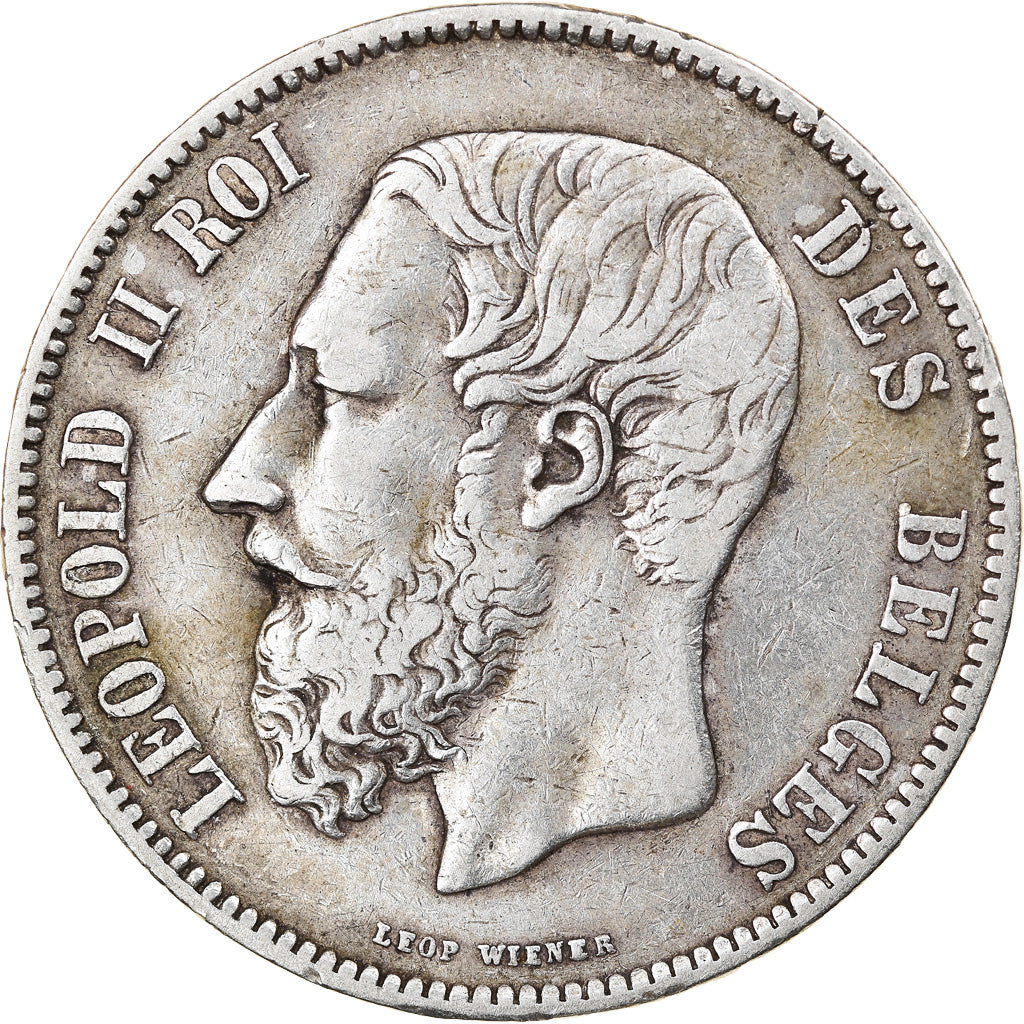 Moeda, Bélgica, Leopold II, 5 Francs, 5 Frank, 1870, VF(30-35), Prata, KM:24