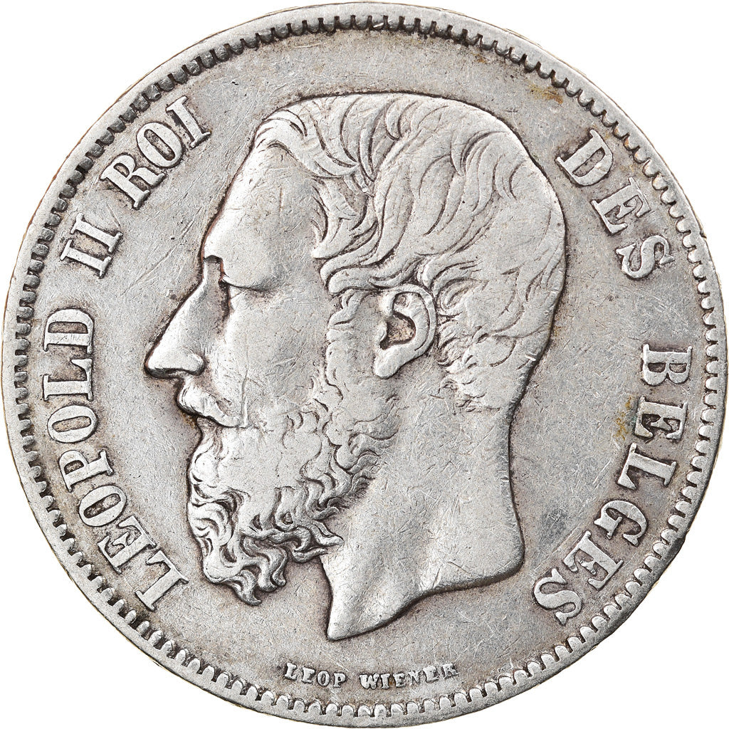 Moneta, Belgio, Leopold II, 5 Francs, 5 Frank, 1870, MB+, Argento, KM:24