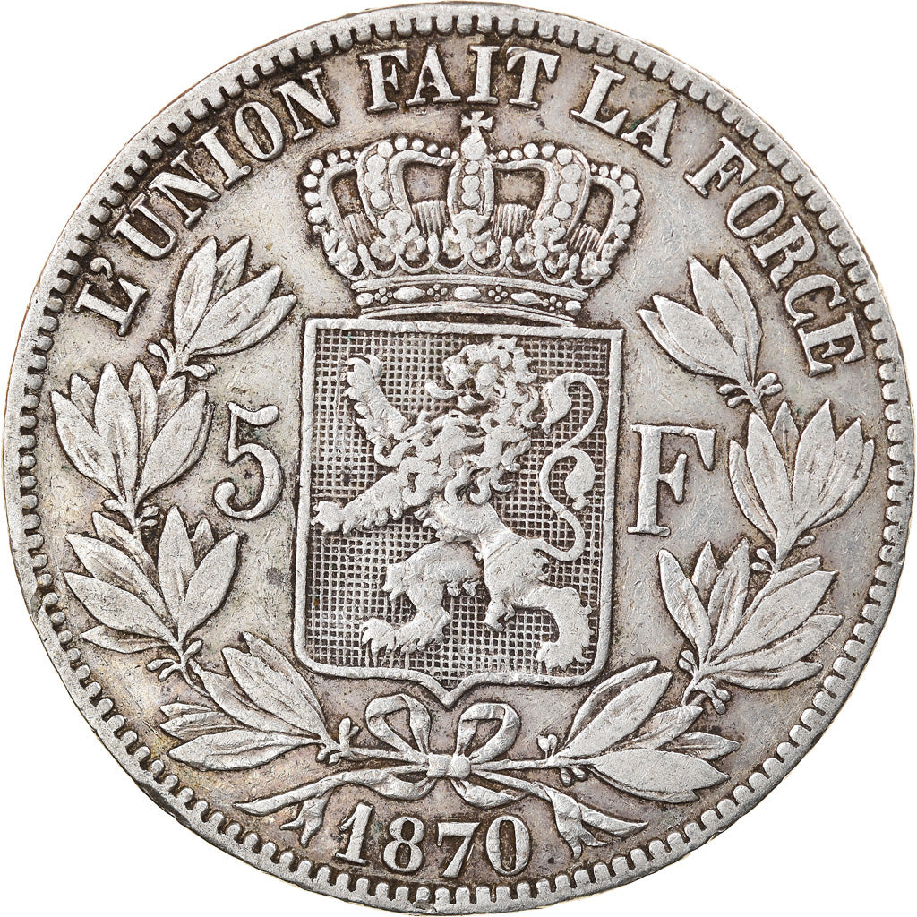 Coin, Belgium, Leopold II, 5 Francs, 5 Frank, 1870, VF(30-35), Silver, KM:24