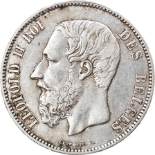 Moneta, Belgio, Leopold II, 5 Francs, 5 Frank, 1870, MB+, Argento, KM:24