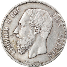 Moeda, Bélgica, Leopold II, 5 Francs, 5 Frank, 1870, VF(30-35), Prata, KM:24