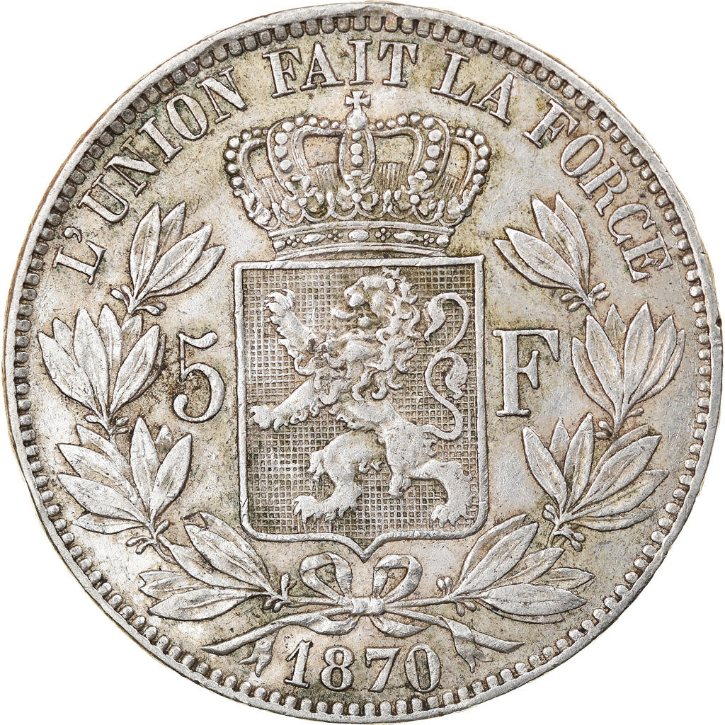 Coin, Belgium, Leopold II, 5 Francs, 5 Frank, 1870, VF(30-35), Silver, KM:24