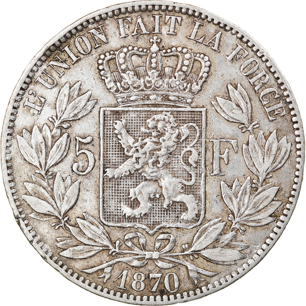 Coin, Belgium, Leopold II, 5 Francs, 5 Frank, 1870, VF(30-35), Silver, KM:24