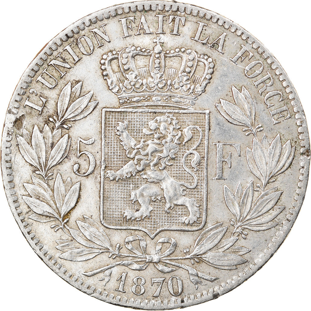 Coin, Belgium, Leopold II, 5 Francs, 5 Frank, 1870, VF(30-35), Silver, KM:24