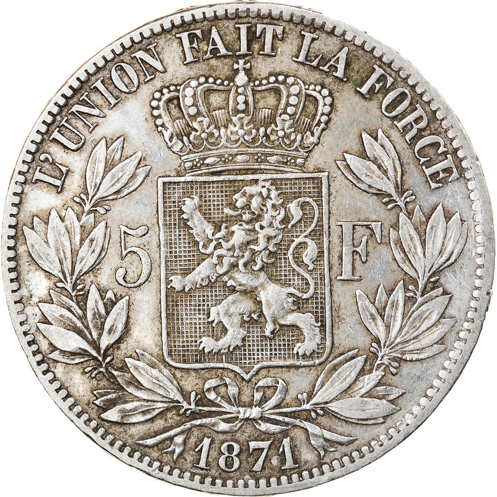 Coin, Belgium, Leopold II, 5 Francs, 5 Frank, 1871, VF(30-35), Silver, KM:24