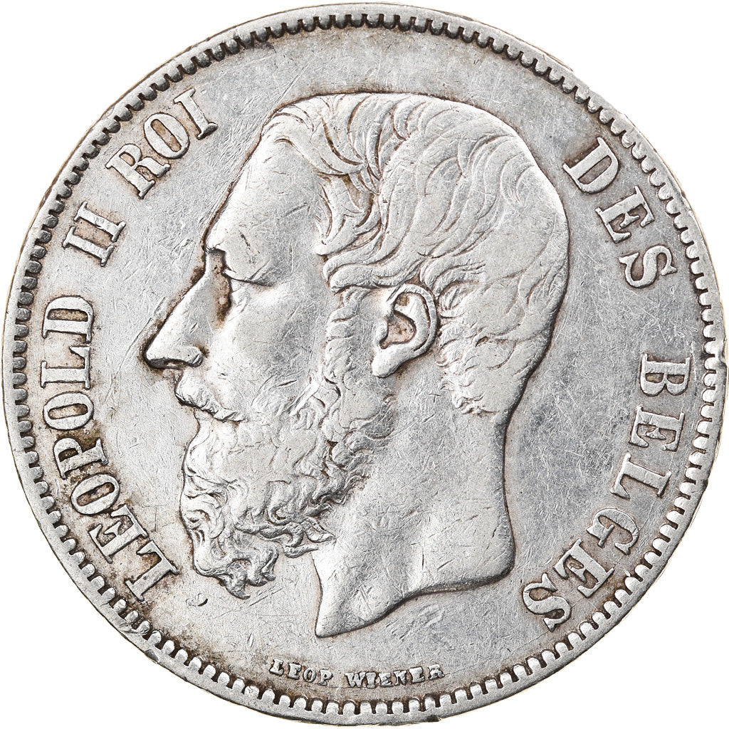 Moneta, Belgio, Leopold II, 5 Francs, 5 Frank, 1871, MB+, Argento, KM:24