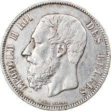 Moneta, Belgio, Leopold II, 5 Francs, 5 Frank, 1871, MB+, Argento, KM:24