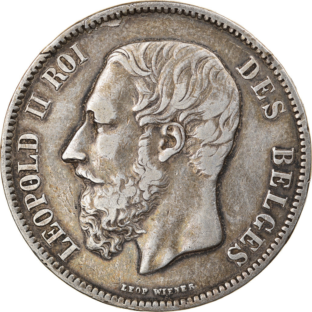 Coin, Belgium, Leopold II, 5 Francs, 5 Frank, 1871, VF(30-35), Silver, KM:24