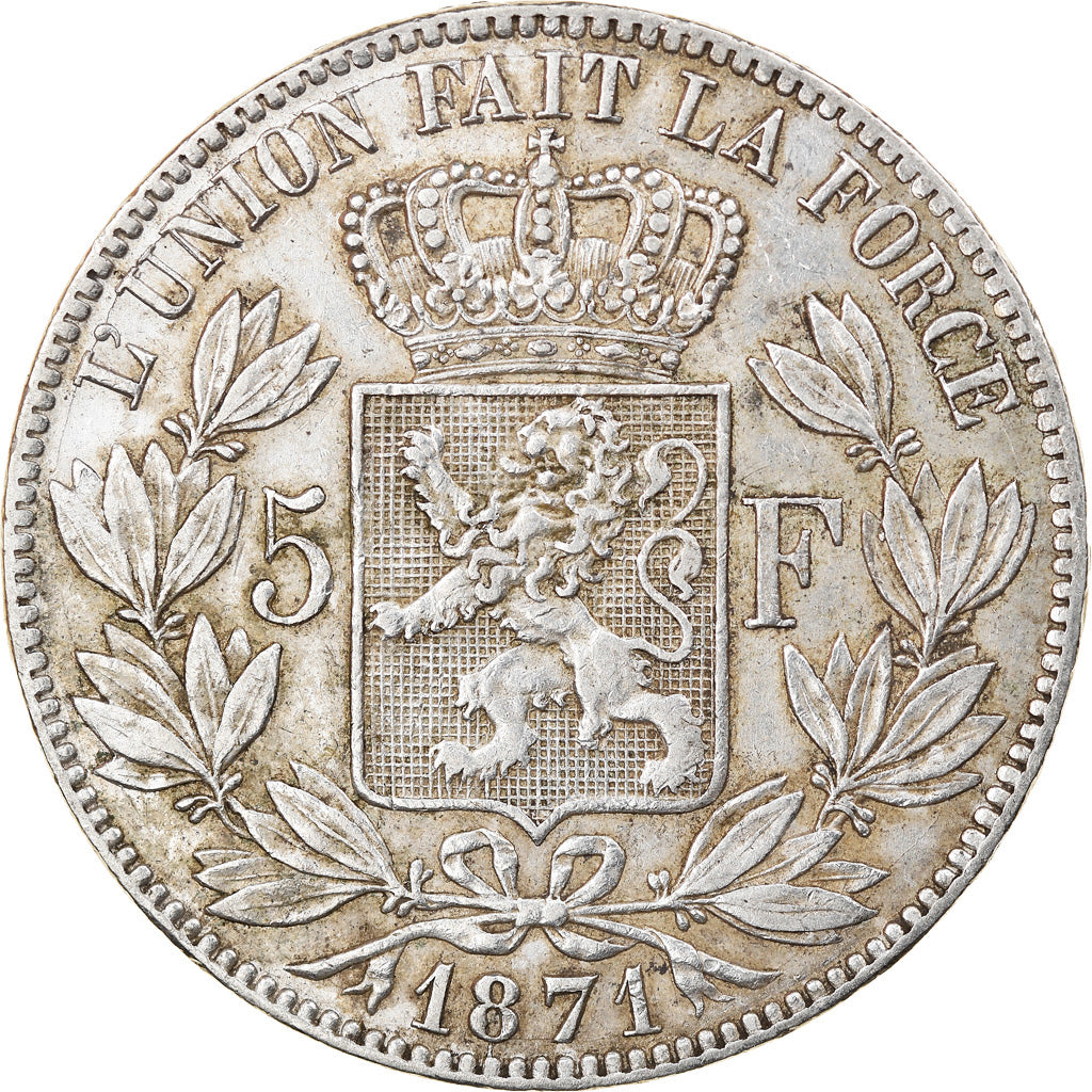 Coin, Belgium, Leopold II, 5 Francs, 5 Frank, 1871, VF(30-35), Silver, KM:24