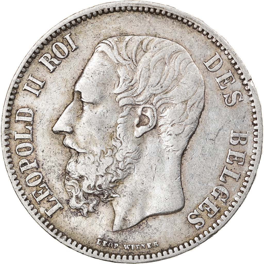 Münze, Belgien, Leopold II, 5 Francs, 5 Frank, 1873, S+, Silber, KM:24