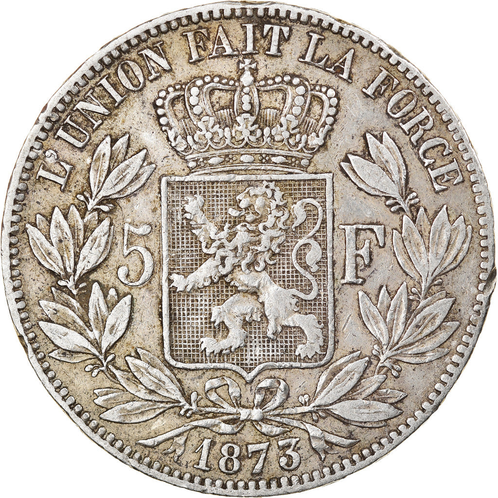 Münze, Belgien, Leopold II, 5 Francs, 5 Frank, 1873, S+, Silber, KM:24