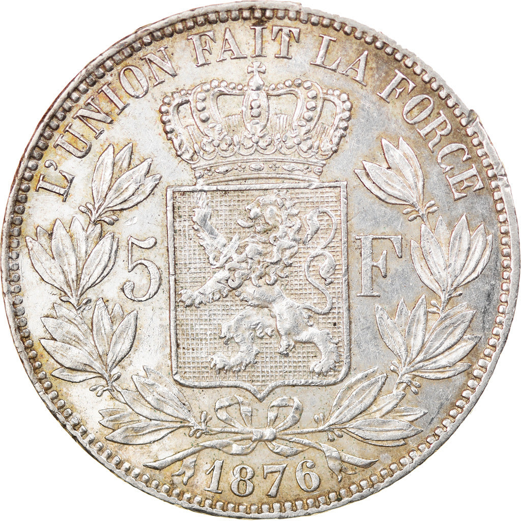 Coin, Belgium, Leopold II, 5 Francs, 5 Frank, 1876, EF(40-45), Silver, KM:24
