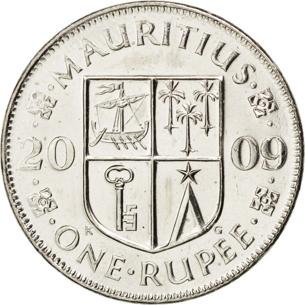 MAURITIUS, Rupee, 2009, KM #55, MS(63), Copper-Nickel, 26.6, 7.44
