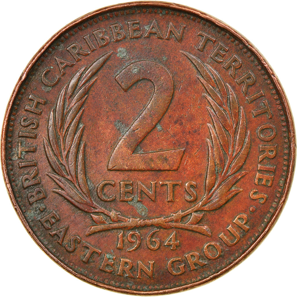 Monnaie, Etats des caraibes orientales, Elizabeth II, 2 Cents, 1964, TTB