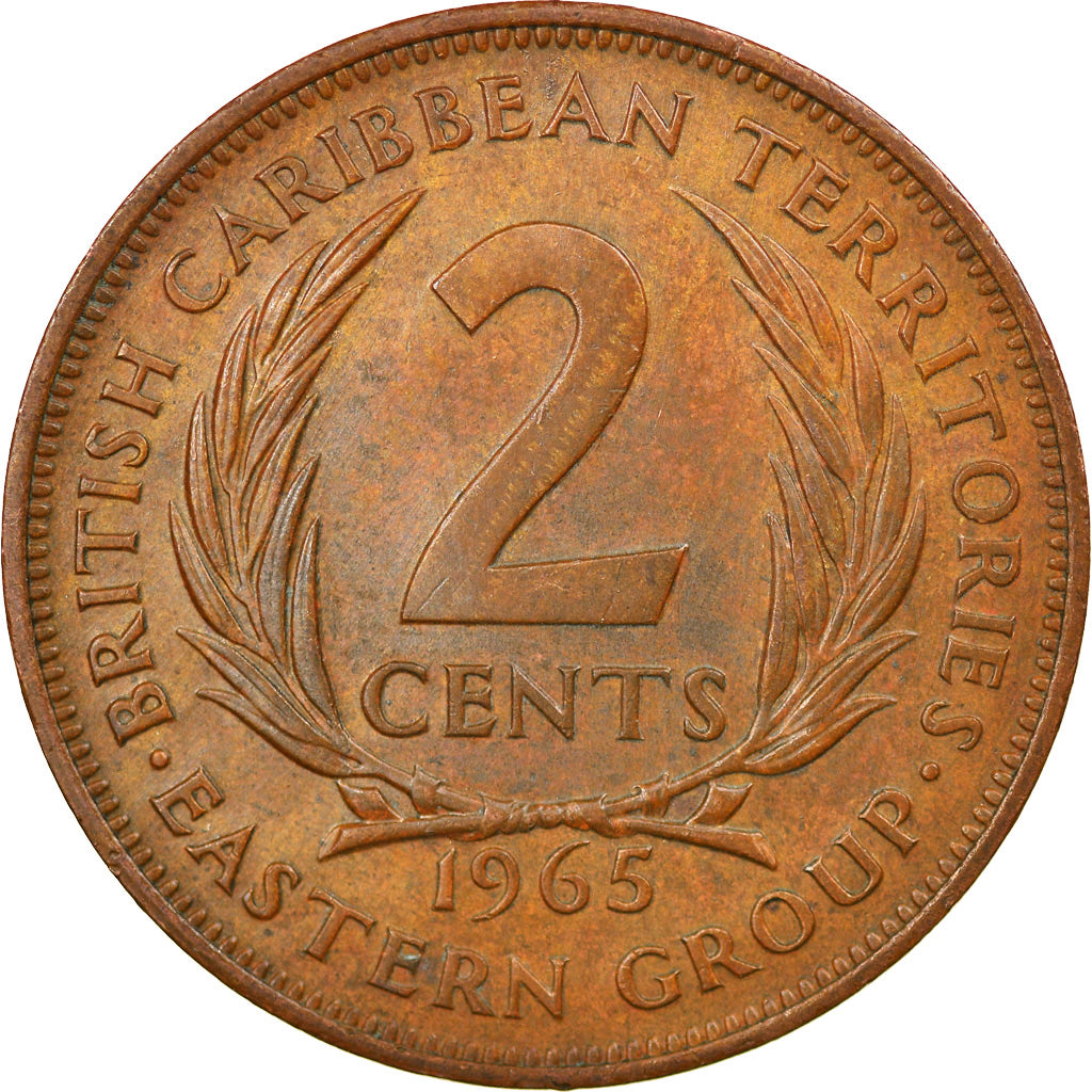 Moneta, Państwa Wschodnich Karaibów, Elizabeth II, 2 Cents, 1965, AU(50-53)