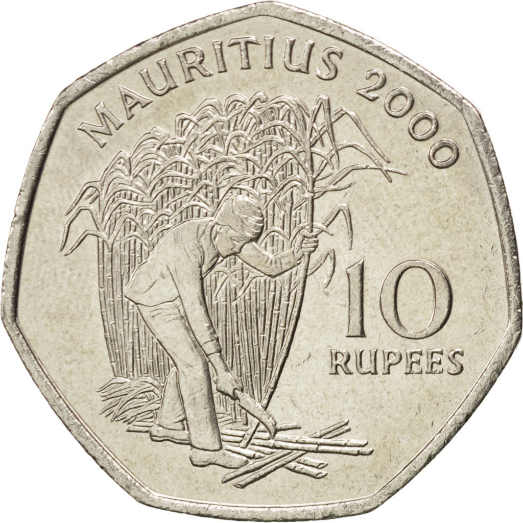 MAURITIUS, 10 Rupees, 2000, KM #61, MS(63), Copper-Nickel, 28, 10.11