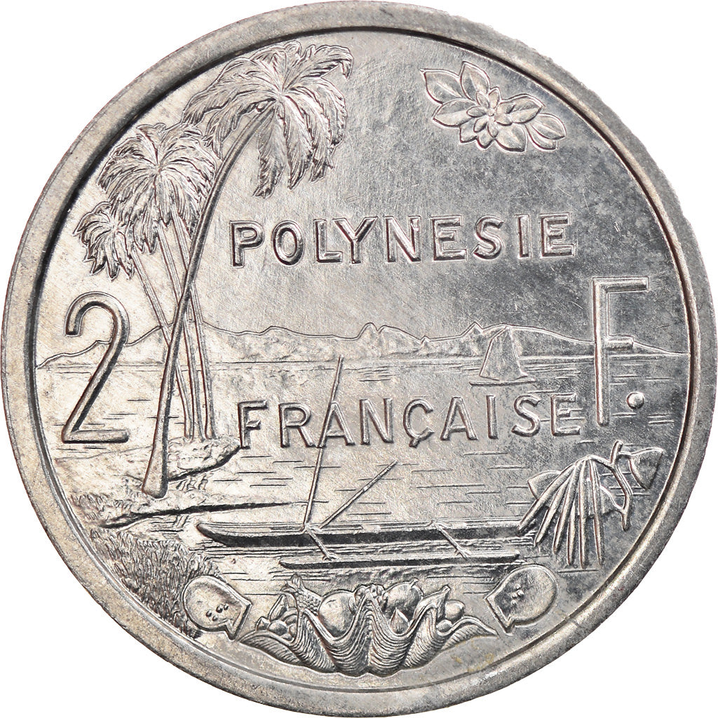 Coin, French Polynesia, 2 Francs, 1988, Paris, AU(55-58), Aluminum, KM:10
