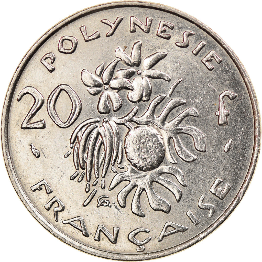 Moeda, Polinésia Francesa, 20 Francs, 1986, Paris, AU(55-58), Níquel, KM:9