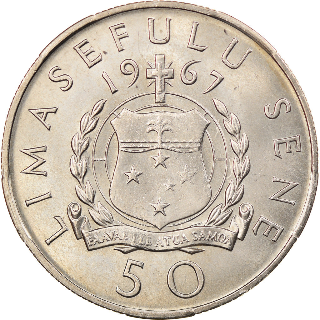 Coin, Samoa, 50 Sene, 1967, AU(55-58), Copper-nickel, KM:6