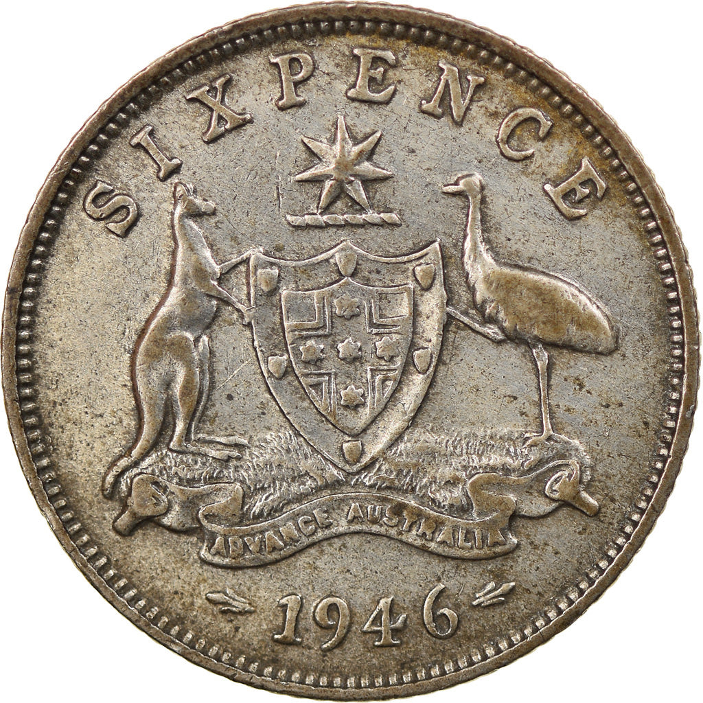Moneta, Australia, George VI, Sixpence, 1946, Melbourne, BB, Argento, KM:38a
