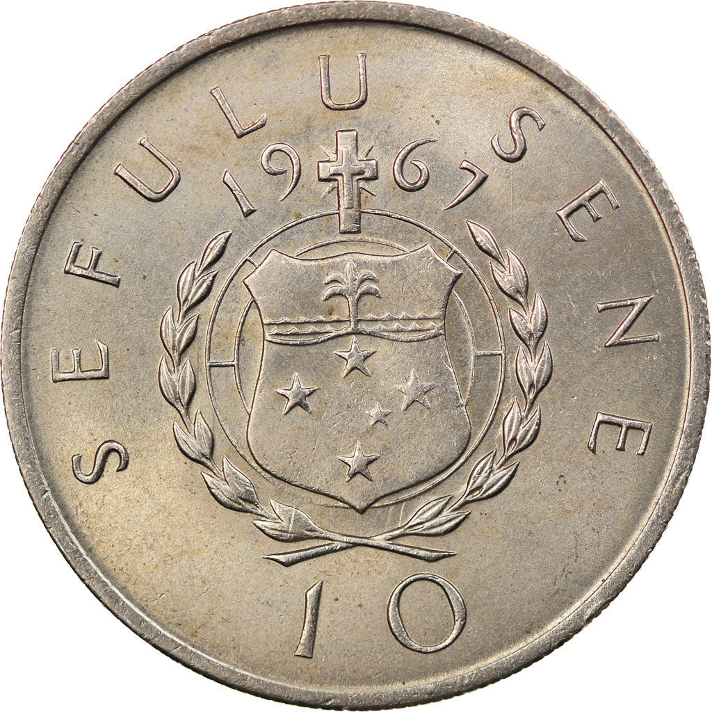 Coin, Samoa, 10 Sene, 1967, AU(55-58), Copper-nickel, KM:4