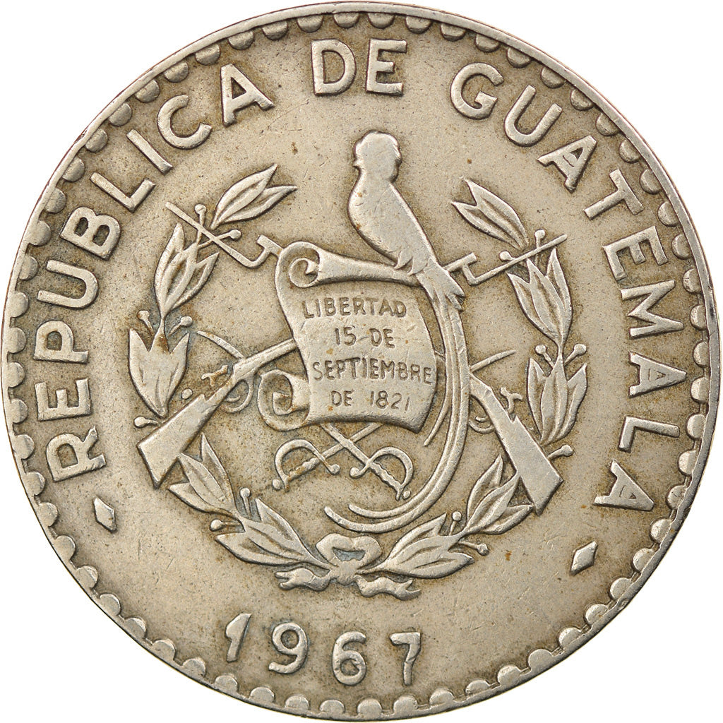 Coin, Guatemala, 25 Centavos, 1967, EF(40-45), Copper-nickel, KM:269