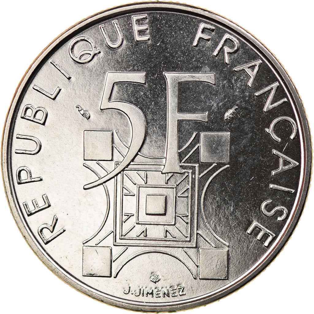 Coin, France, Tour Eiffel, 5 Francs, 1989, Paris, MS(65-70), Nickel, KM:968