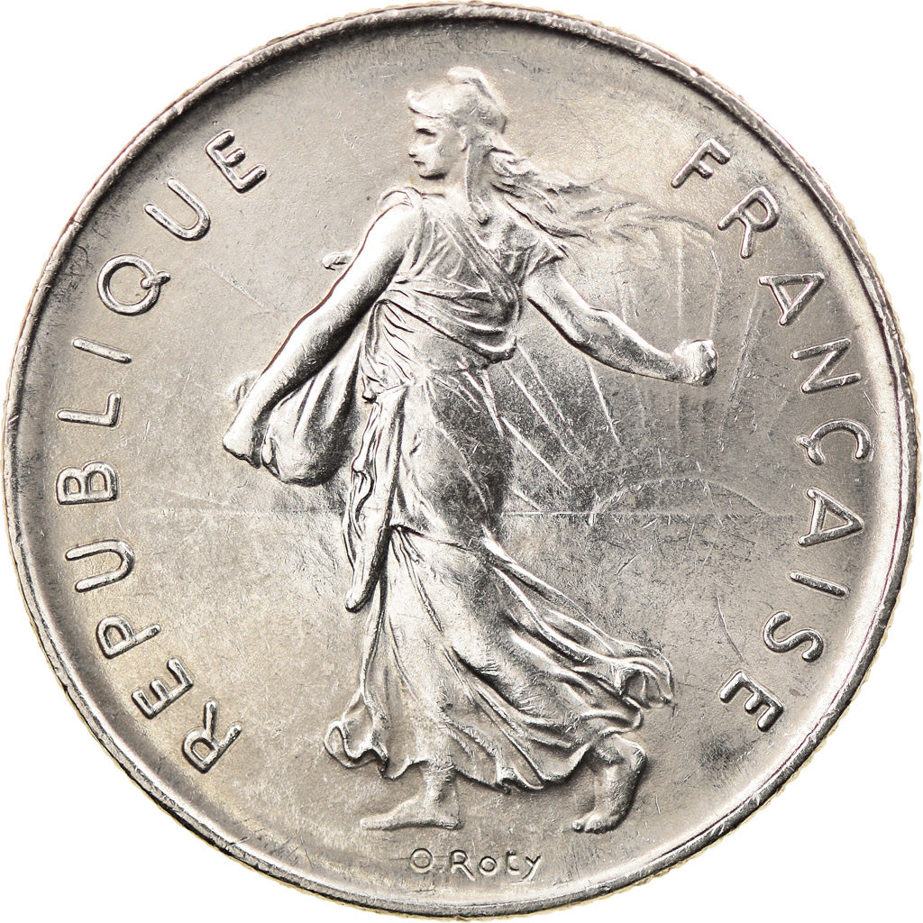 Moeda, França, Semeuse, 5 Francs, 1975, Paris, AU(55-58), Cobre-Níquel