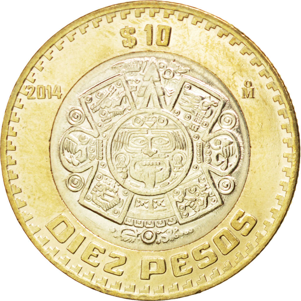 Mexico, 10 Pesos, 2014, KM #New, MS(63), Bimetallic, 10.37