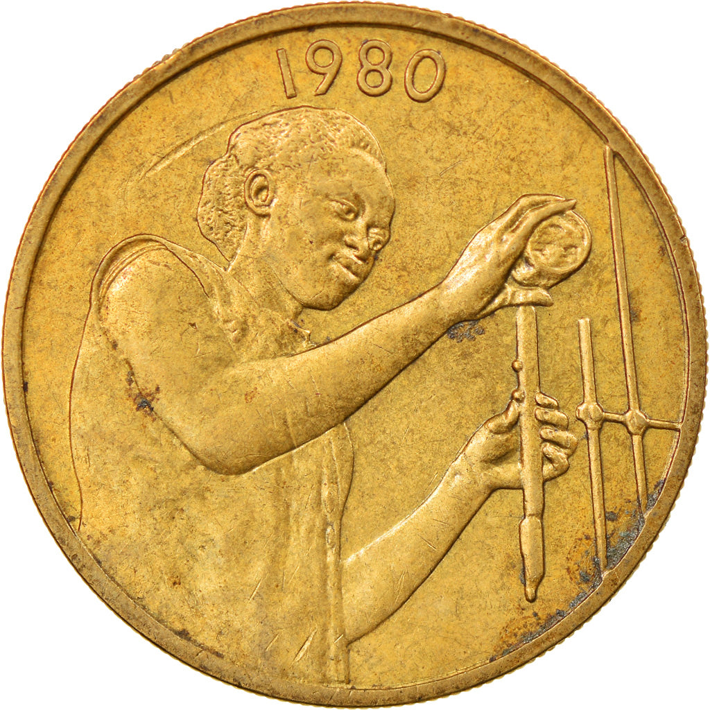 Moneda, Estados del África Occidental, 25 Francs, 1980, MBC+, Aluminio -