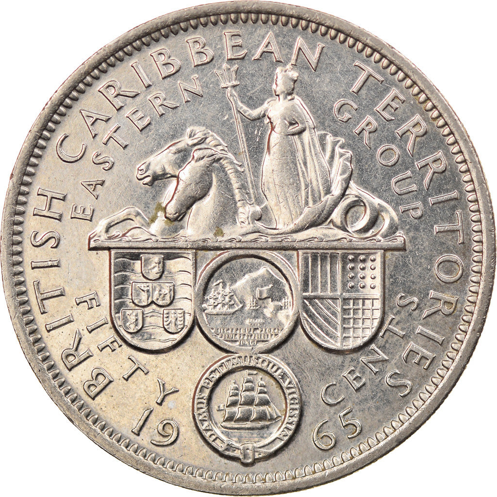 Monnaie, Etats des caraibes orientales, Elizabeth II, 50 Cents, 1965, TTB+