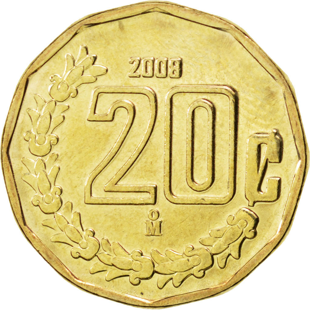 Coin, Mexico, 20 Centavos, 2008, MS(63), Aluminum-Bronze, KM:548