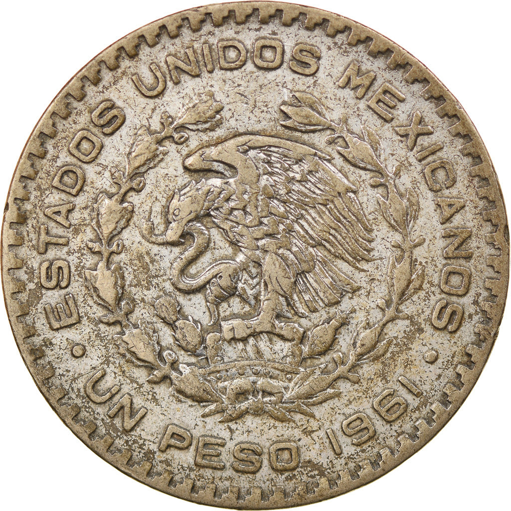 Coin, Mexico, Peso, 1961, Mexico City, EF(40-45), Silver, KM:459