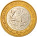 Moeda, México, 10 Pesos, 2001, Mexico City, EF(40-45), Bimetálico, KM:636