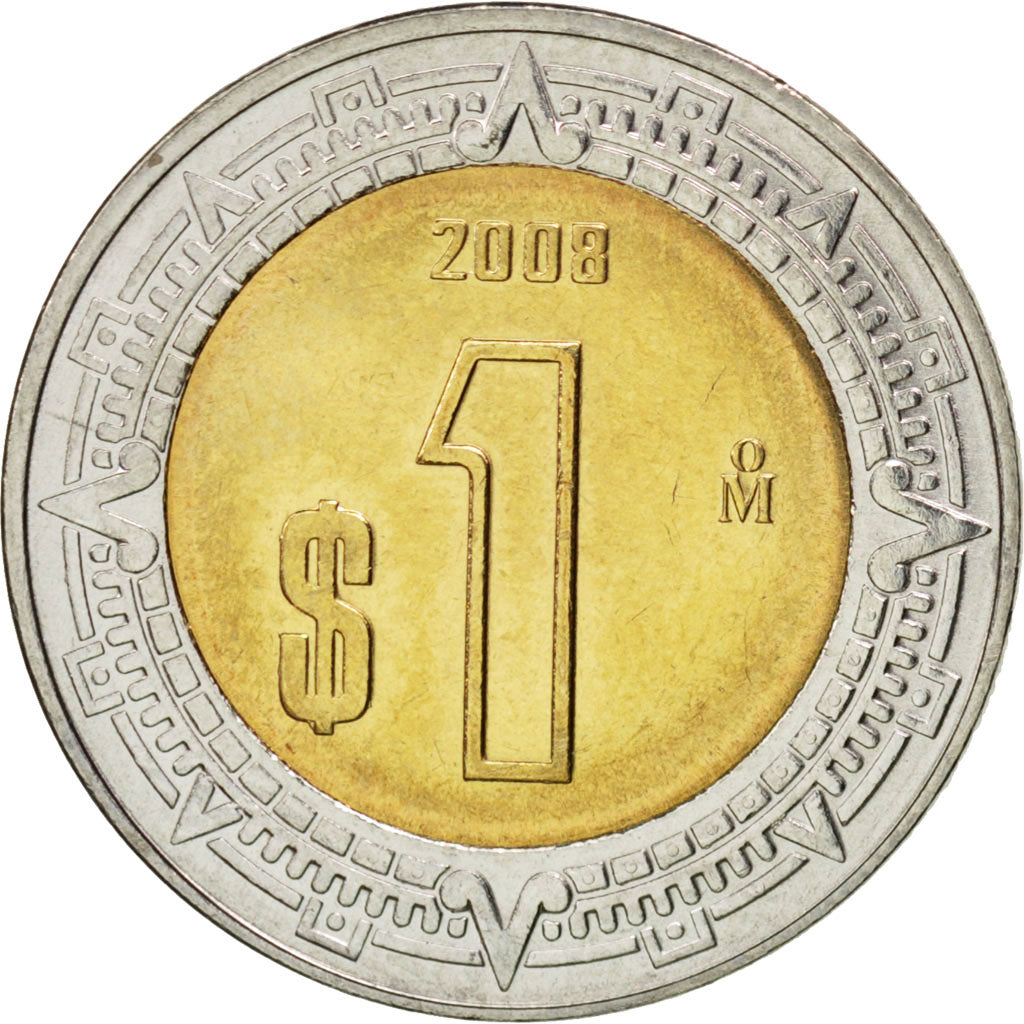 Coin, Mexico, Peso, 2008, MS(63), Bi-Metallic, KM:603