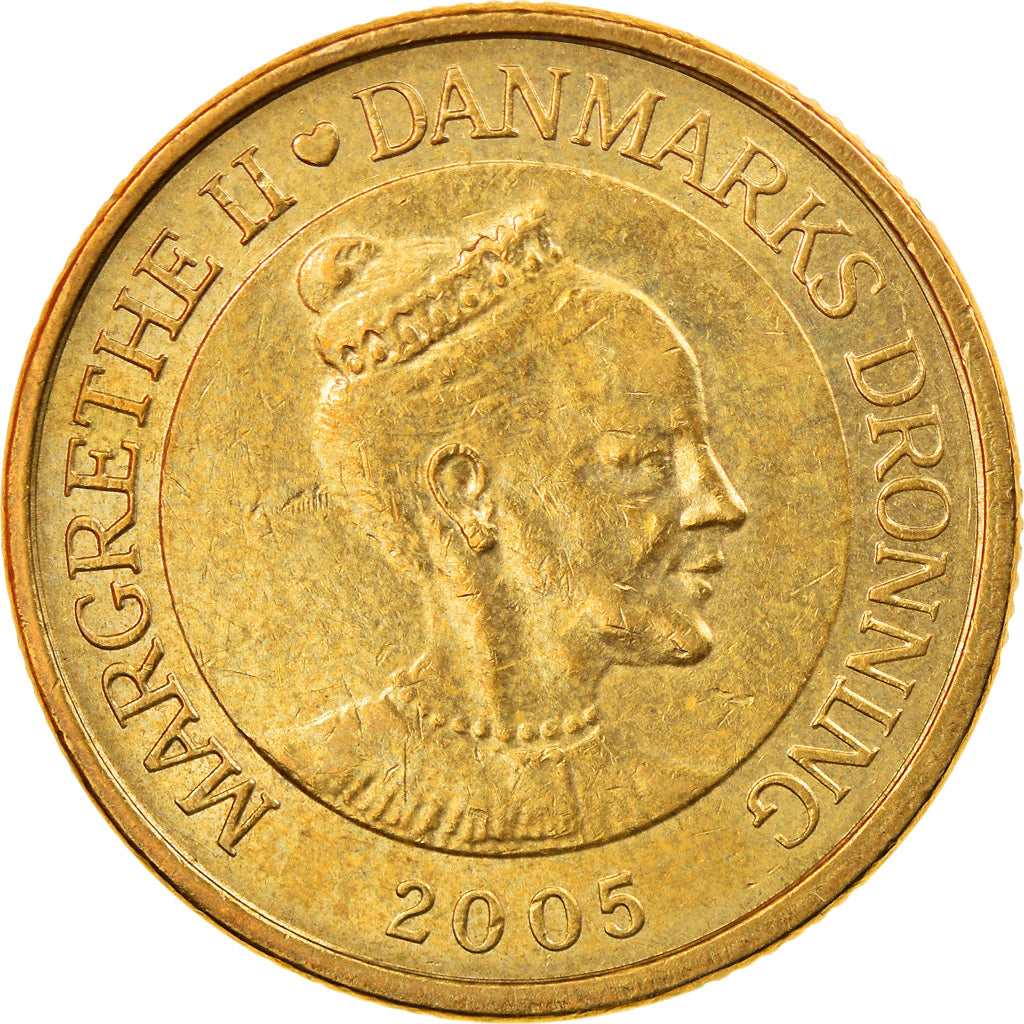 Moneda, Dinamarca, Margrethe II, 20 Kroner, 2005, Copenhagen, MBC, Aluminio -