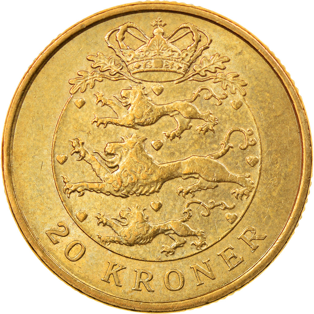 Moneda, Dinamarca, Margrethe II, 20 Kroner, 2005, Copenhagen, MBC, Aluminio -