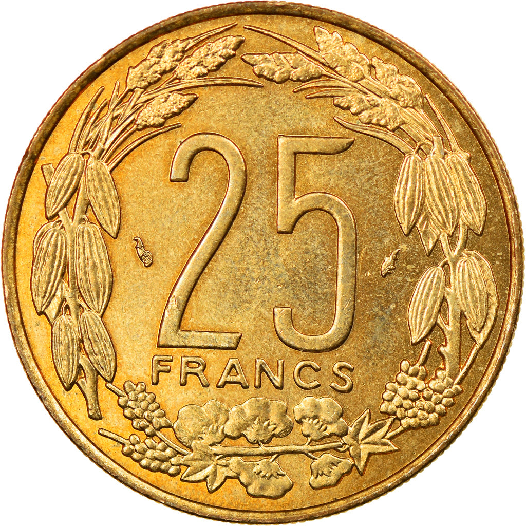 Coin, Central African States, 25 Francs, 1975, Paris, AU(55-58)