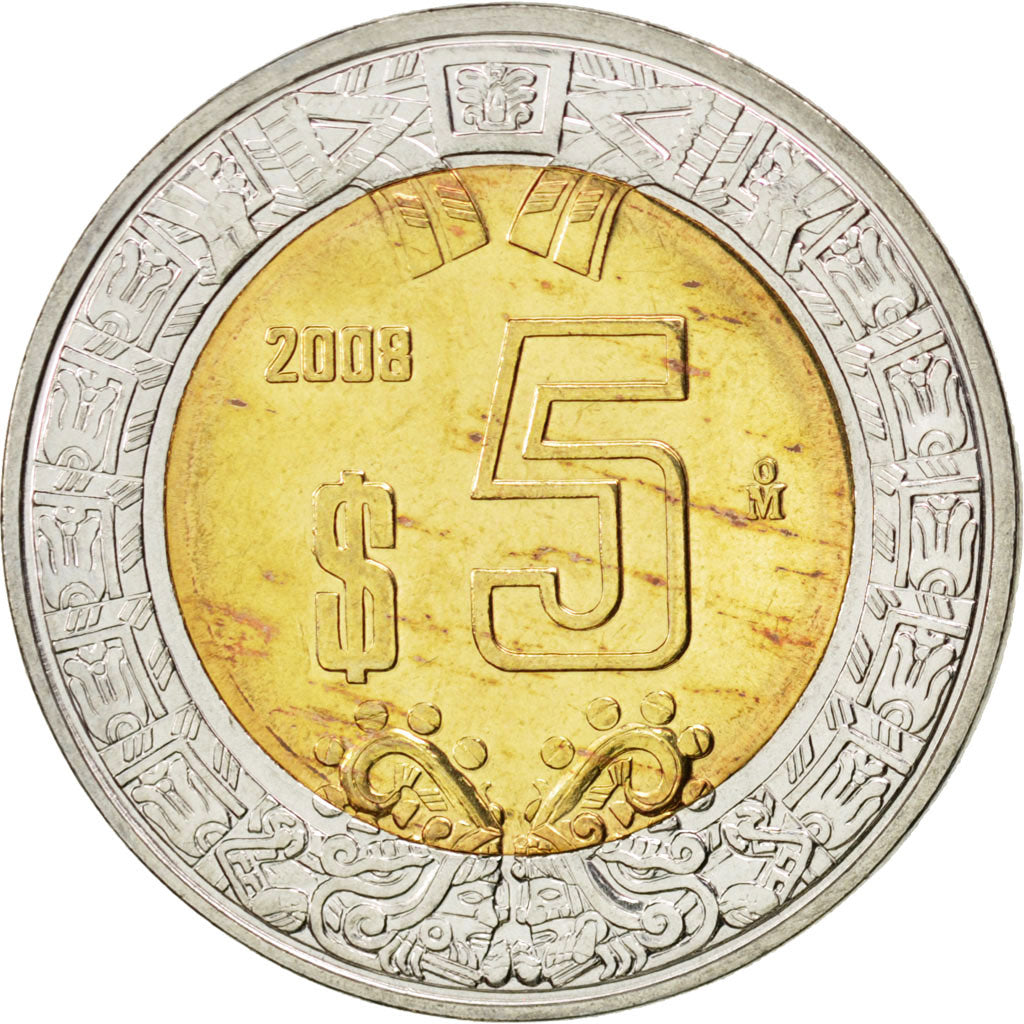Messico, 5 Pesos, 2008, SPL, Bi-metallico, KM:605