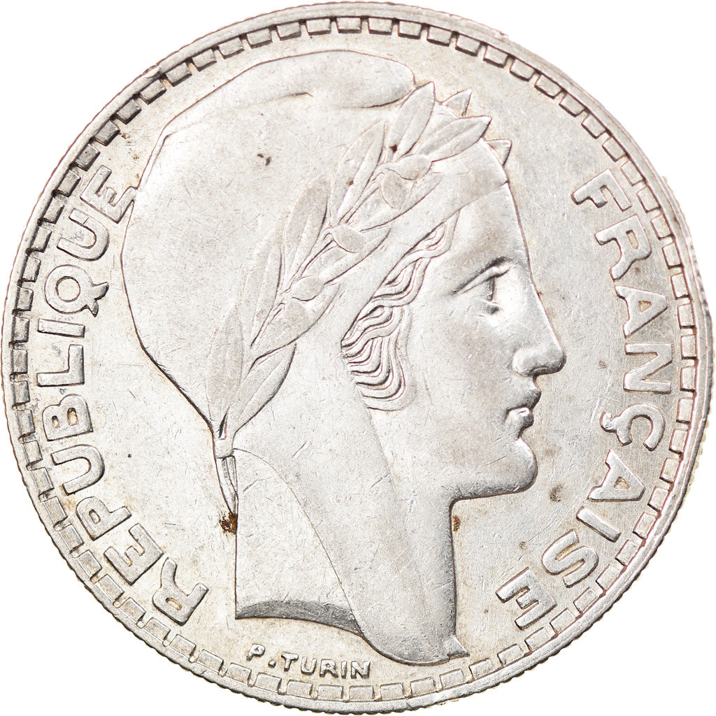 Moneta, Francia, Turin, 20 Francs, 1933, Paris, Rameaux courts, BB, Argento