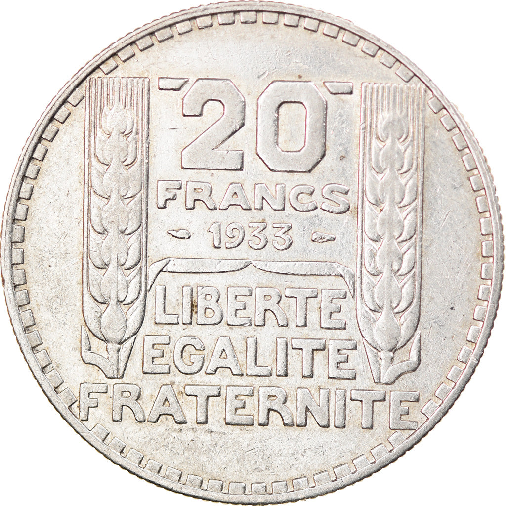 Moneta, Francia, Turin, 20 Francs, 1933, Paris, Rameaux courts, BB, Argento