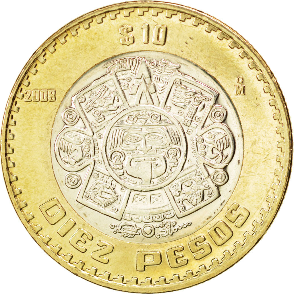 Coin, Mexico, 10 Pesos, 2008, MS(63), Bi-Metallic, KM:616